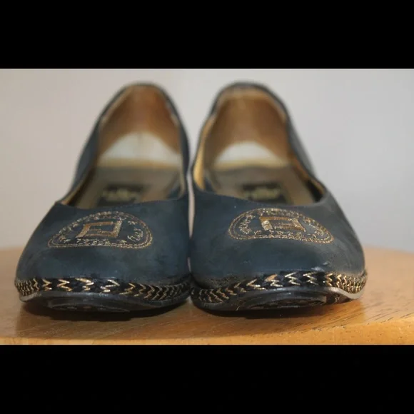 🪙 Vintage '90s Fendi FF Logo Wedge Espadrilles Heels - Picture 2 of 9